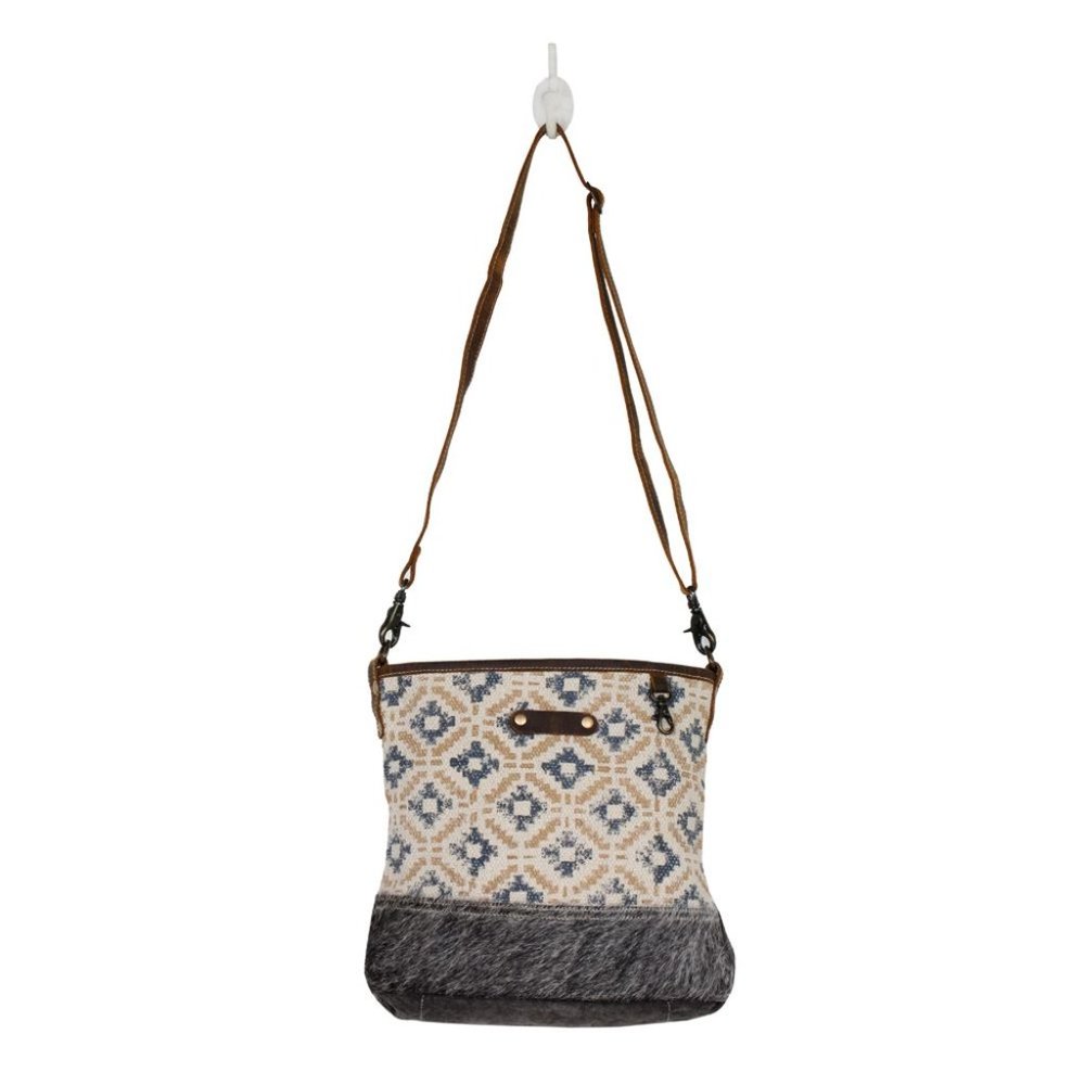 Myra Bag Handmade Everlasting Shoulder Bag Upcycled Canvas & Cowhide Lea… - Picture 4 of 6